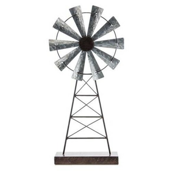 Other - Rustic Windmill on Wooden Stand 19" H